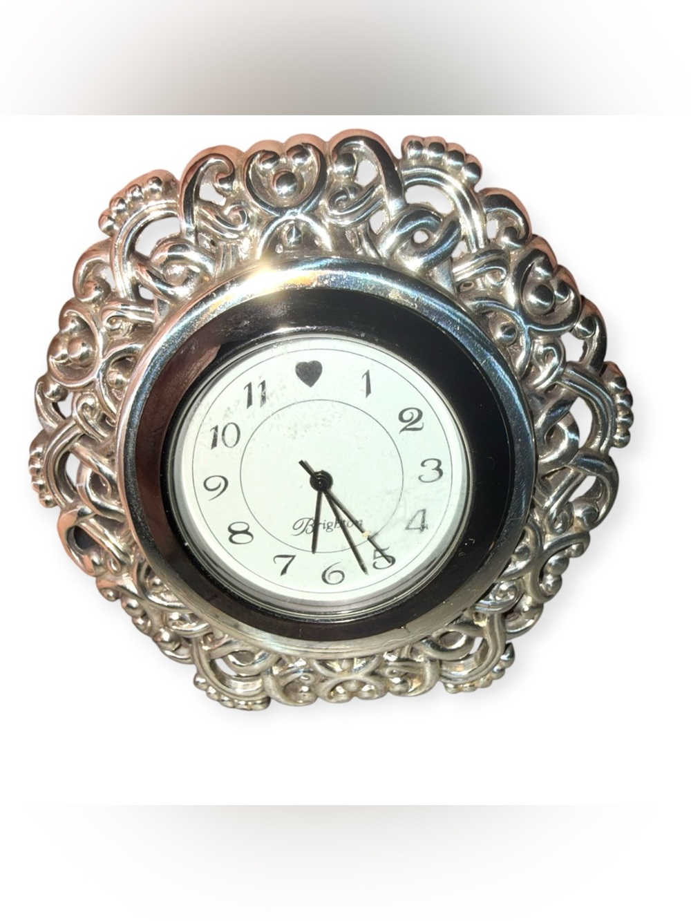 Brighton Clock silver plated - perfect little clock for nightstand, vanity,